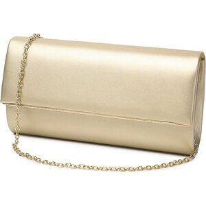 Spacious Matte Faux Leather Evening Bag with Gold O-Chain - Perfect for Events